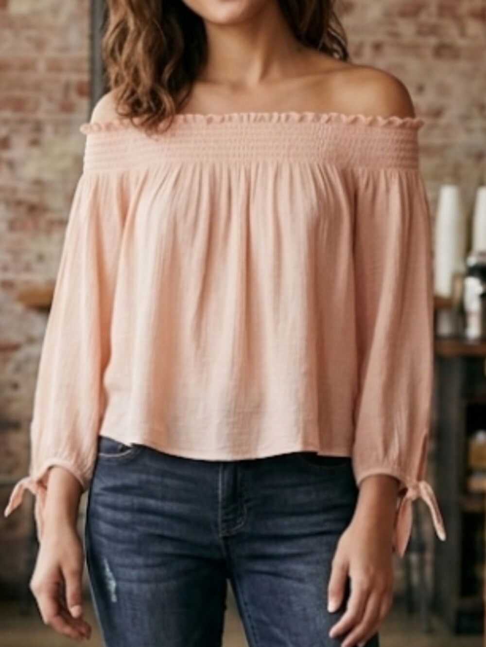 We The Free Lexington Striped Off Shoulder Festival Boho Peasant Cottagecore Top